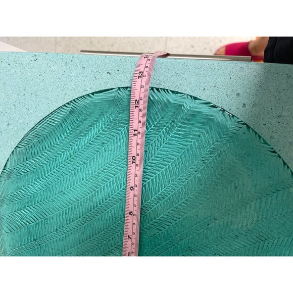 Arcoroc France Vintage Serving Platter 12.5 Inch Teal Herringbone Chevron Rare - Picture 4 of 8